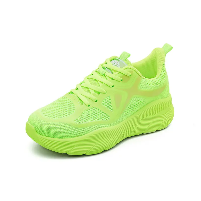Spring new flying woven sneaker women's couple's versatile platform casual breathable running shoes White shoes F8829 - Image 2