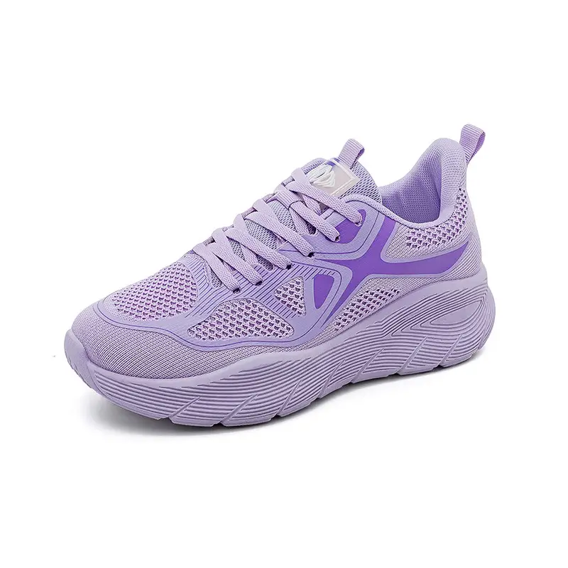 Spring new flying woven sneaker women's couple's versatile platform casual breathable running shoes White shoes F8829 - Image 5