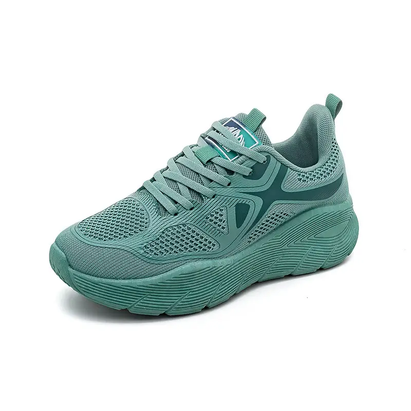 Spring new flying woven sneaker women's couple's versatile platform casual breathable running shoes White shoes F8829 - Image 8