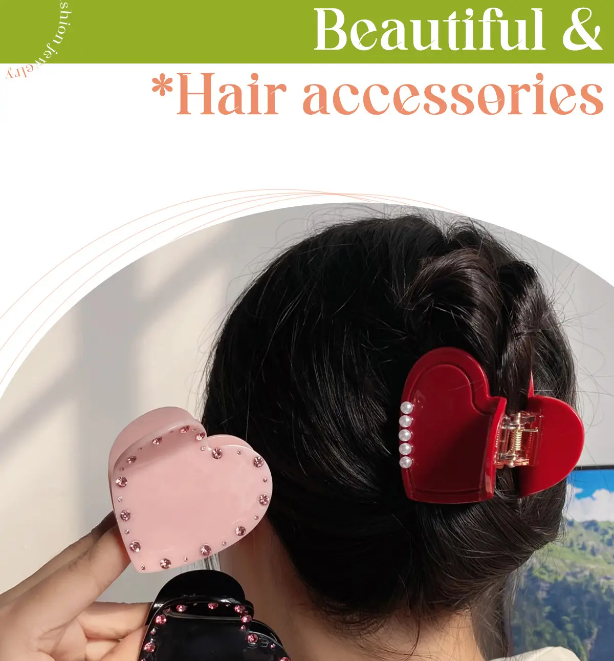 Berphia Love Grab Hairpin with Diamond Inlay Pearl — feature 3
