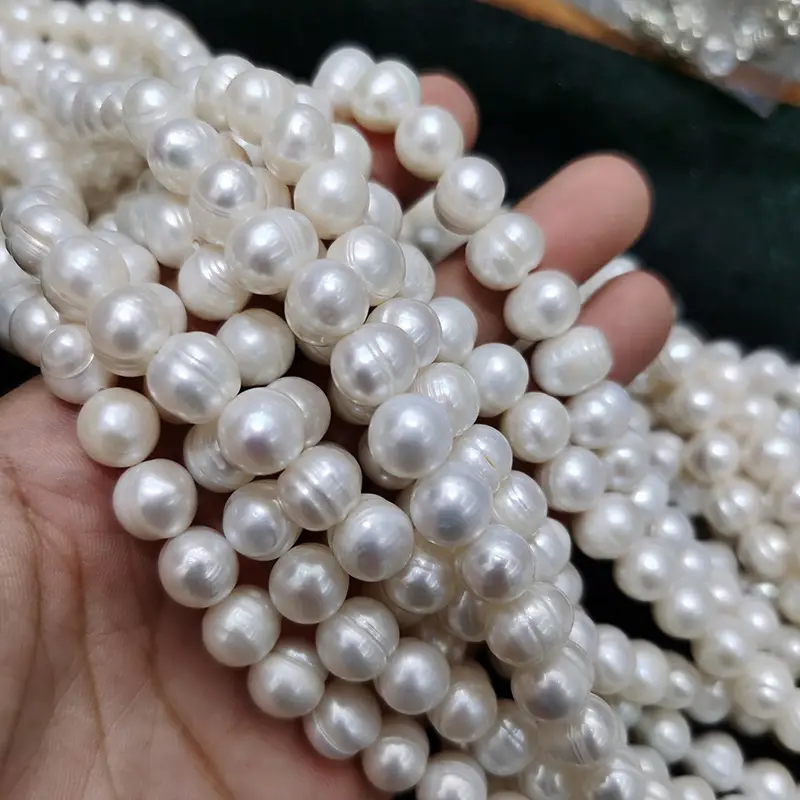 9-10mm White Pearl Beads for DIY Necklaces - Image 2