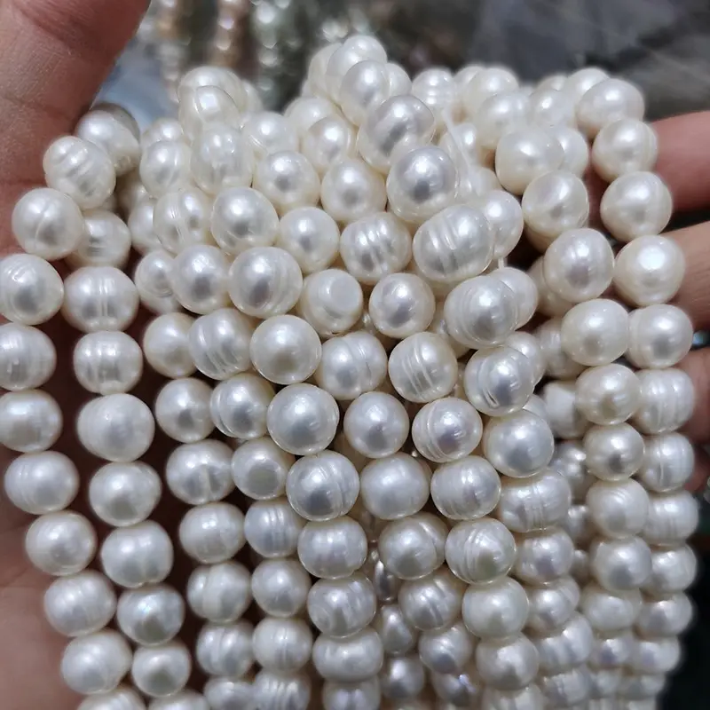 9-10mm White Pearl Beads for DIY Necklaces - Image 4