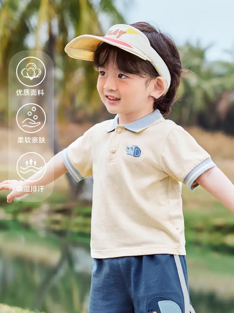 Baby Polo Shirt Grey White Short Sleeve Summer - Image 12