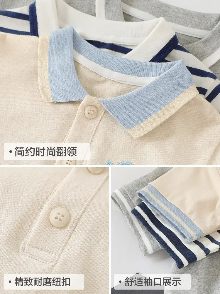Baby Polo Shirt Grey White Short Sleeve Summer - Image 14