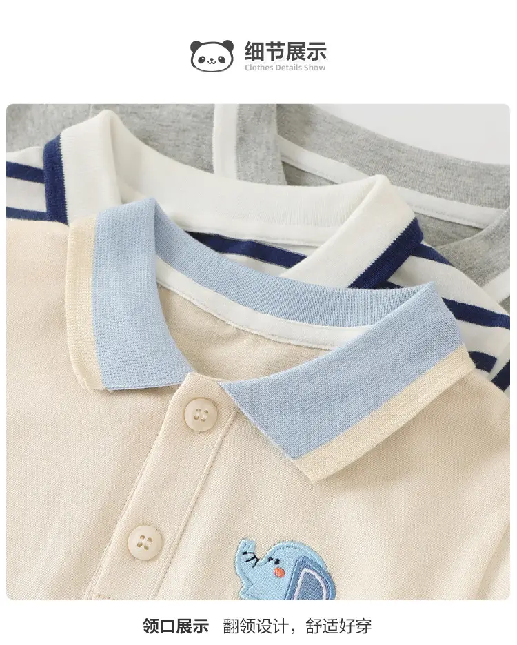 Baby Polo Shirt Grey White Short Sleeve Summer — feature 18