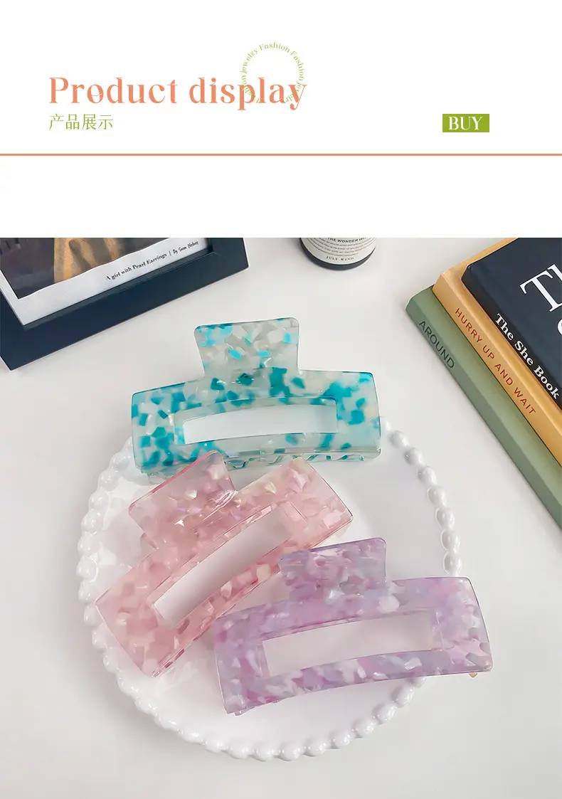 Oversized Acetic Acid Clip Hair Clip Women's Back of Head — feature 9