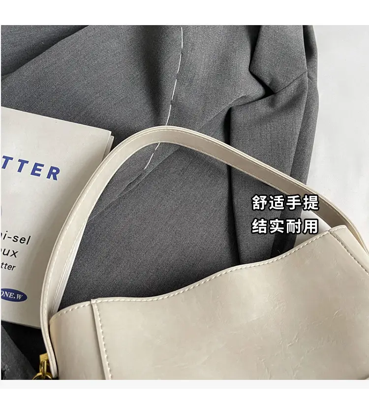 Brown Leather Bucket Bag with Wide Strap for Women — feature 6
