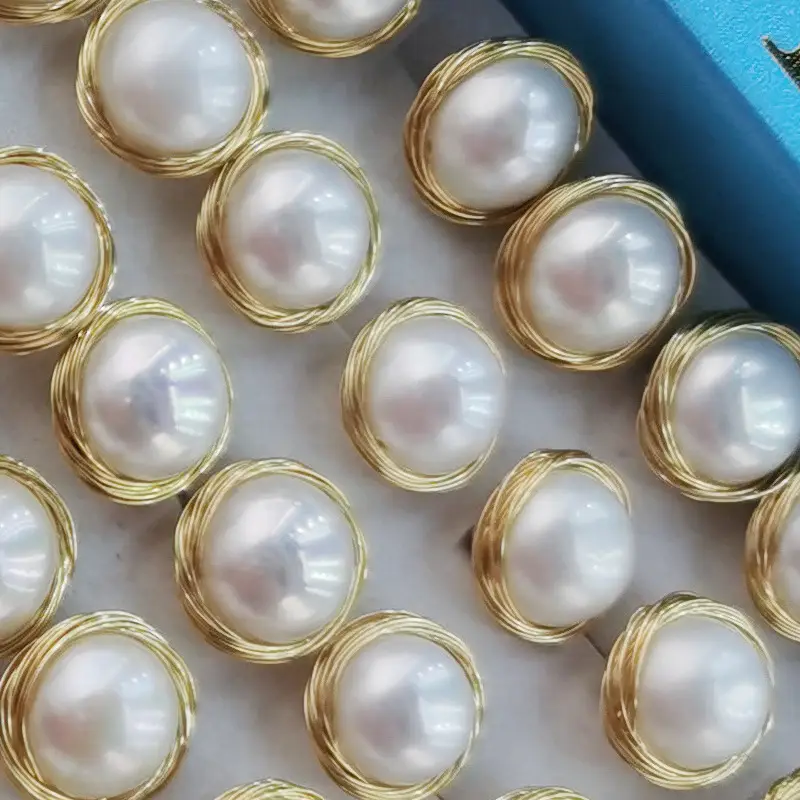 10-11mm Gold Wire Pearl Earrings 3A Wholesale - Image 2