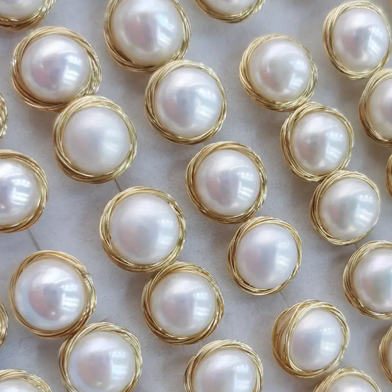 10-11mm Gold Wire Pearl Earrings 3A Wholesale - Image 4