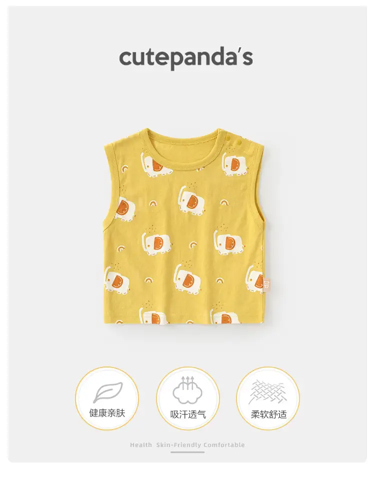Baby Sleeveless T-Shirt Cotton Green Duck Print Summer Wear — feature 2