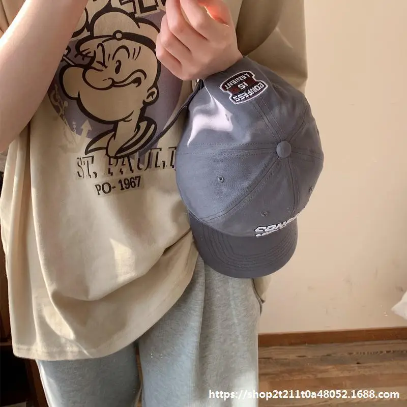 American Retro Letter Baseball Cap Women Korean All Match Big Head Deep Top Face Looking Small Ins Fashion Brand Peaked Cap