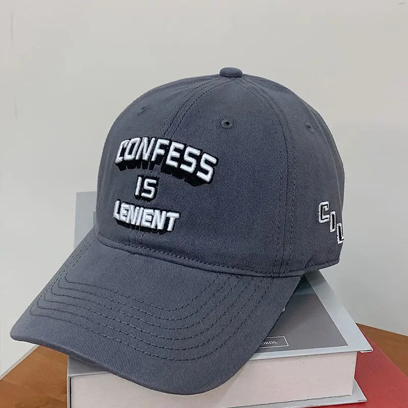 American Retro Letter Baseball Cap Women Korean All Match Big Head Deep Top Face Looking Small Ins Fashion Brand Peaked Cap