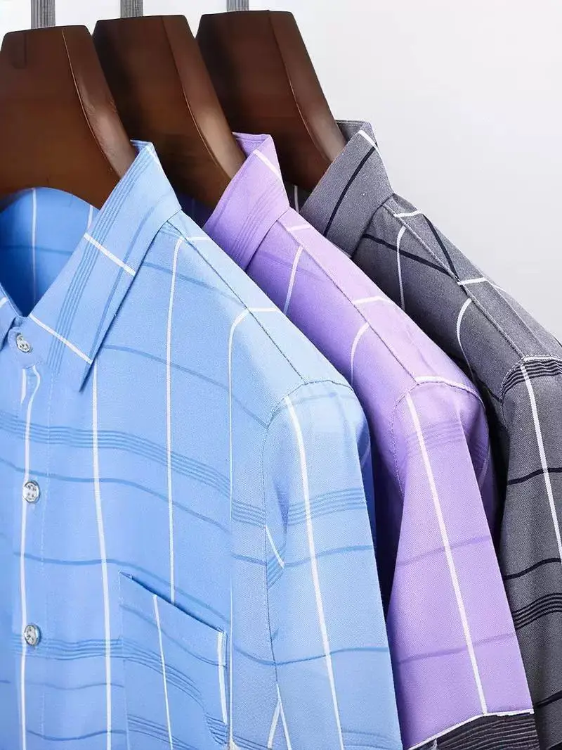 Men's Purple Plaid Long Sleeve Shirt - Image 5
