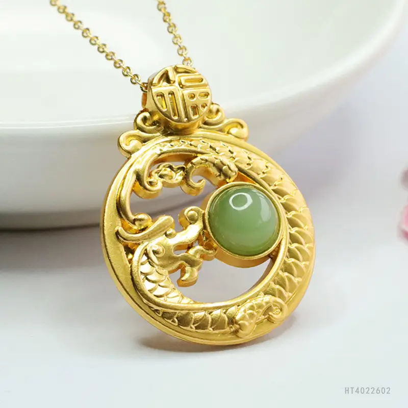 Guan Yu Jade Pendant Necklace Dragon Year Jewelry