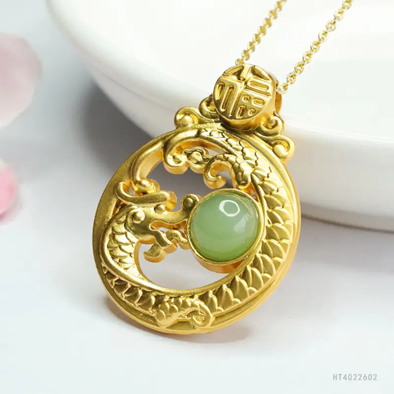Guan Yu Jade Pendant Necklace Dragon Year Jewelry