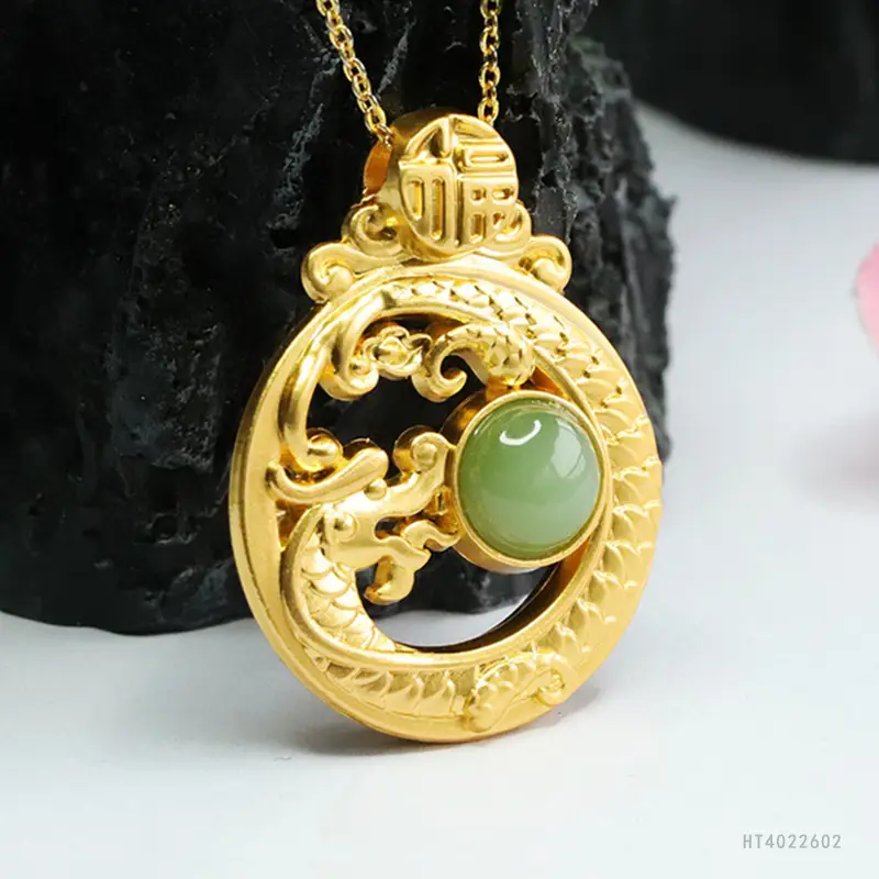 Guan Yu Jade Pendant Necklace Dragon Year Jewelry