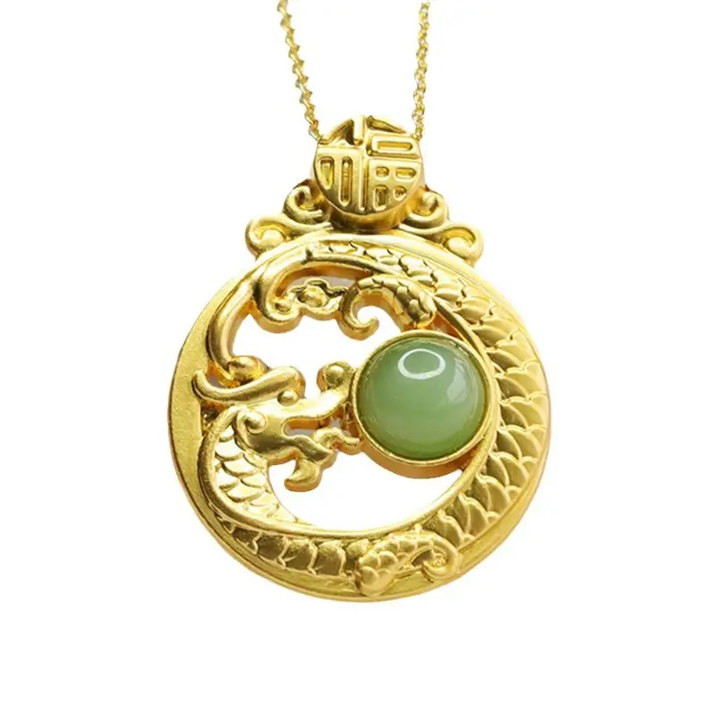Guan Yu Jade Pendant Necklace Dragon Year Jewelry