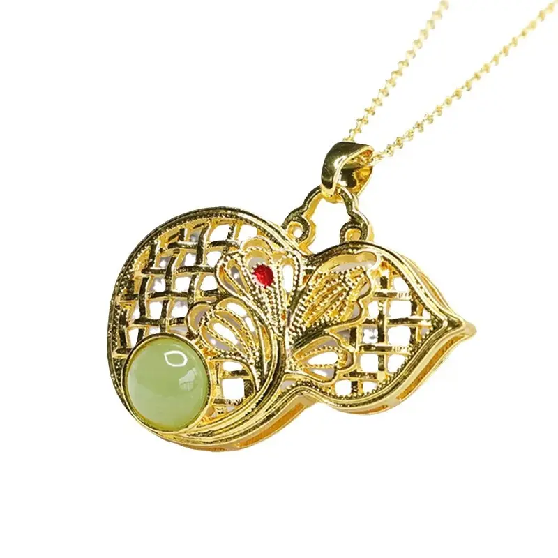 Guan Yu Jade Pendant Necklace Gold Vintage - Image 6