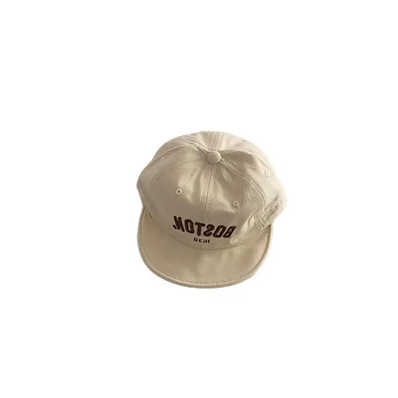Children's Beige Letter Embroidered Cap - Image 9