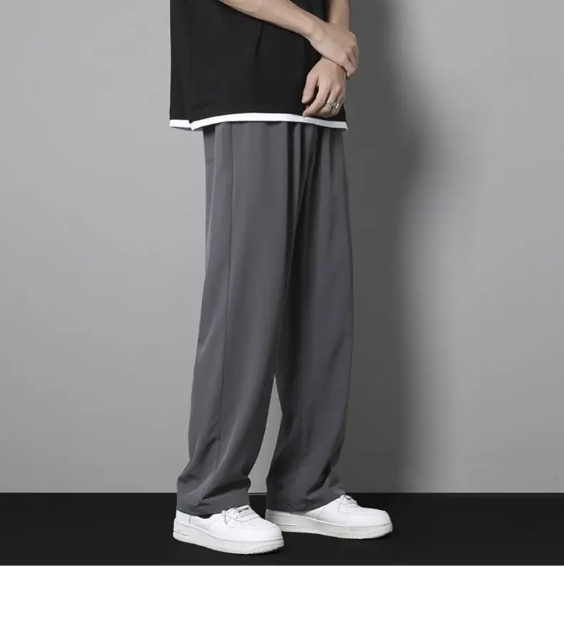 Men Ice Silk Loose Trousers Summer Wear Black — feature 10