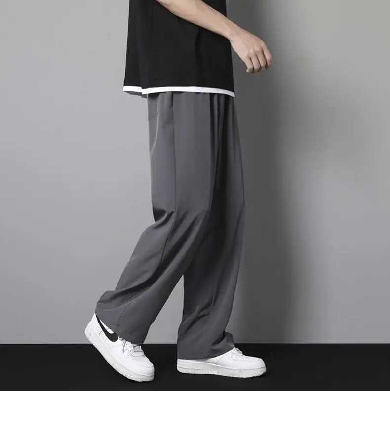 Men Ice Silk Loose Trousers Summer Wear Black — feature 11