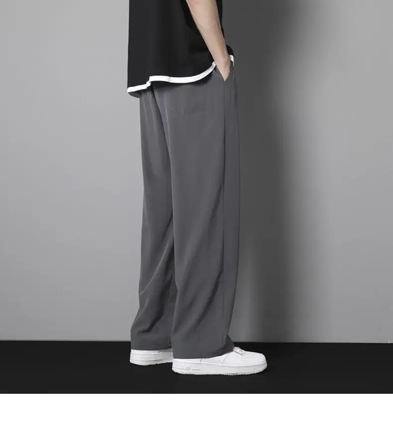 Men Ice Silk Loose Trousers Summer Wear Black — feature 12