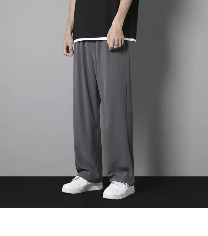 Men Ice Silk Loose Trousers Summer Wear Black — feature 13