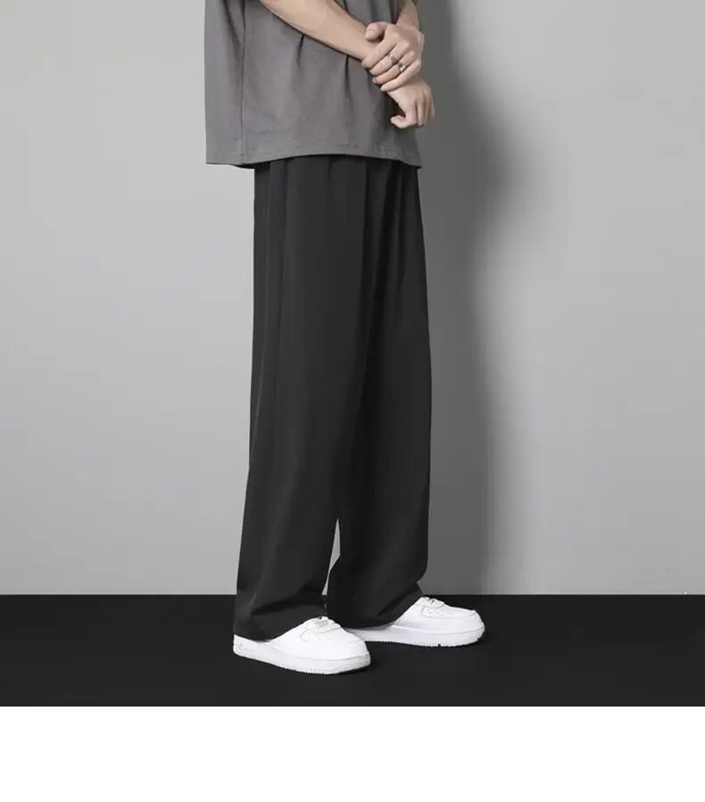 Men Ice Silk Loose Trousers Summer Wear Black — feature 2