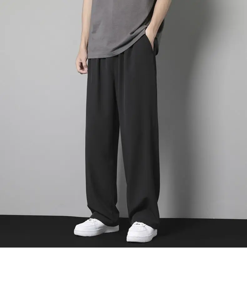 Men Ice Silk Loose Trousers Summer Wear Black — feature 3