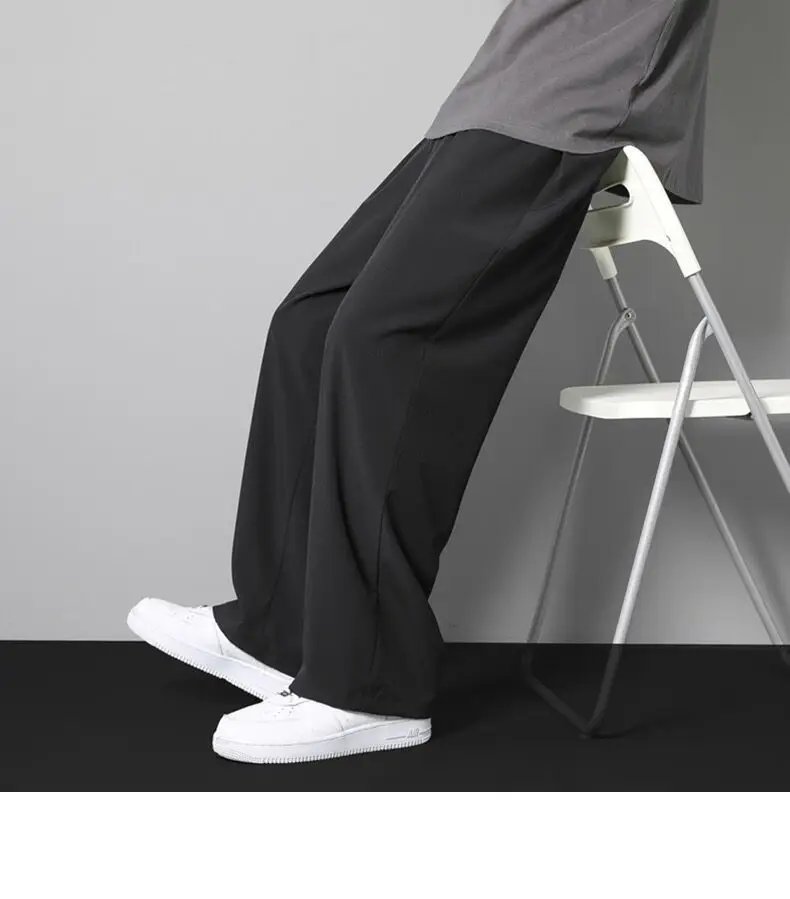 Men Ice Silk Loose Trousers Summer Wear Black — feature 5