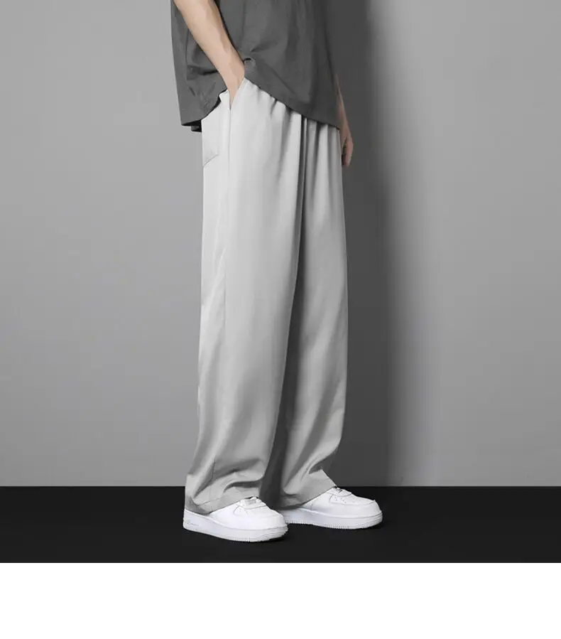 Men Ice Silk Loose Trousers Summer Wear Black — feature 6
