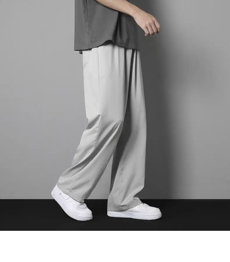 Men Ice Silk Loose Trousers Summer Wear Black — feature 7