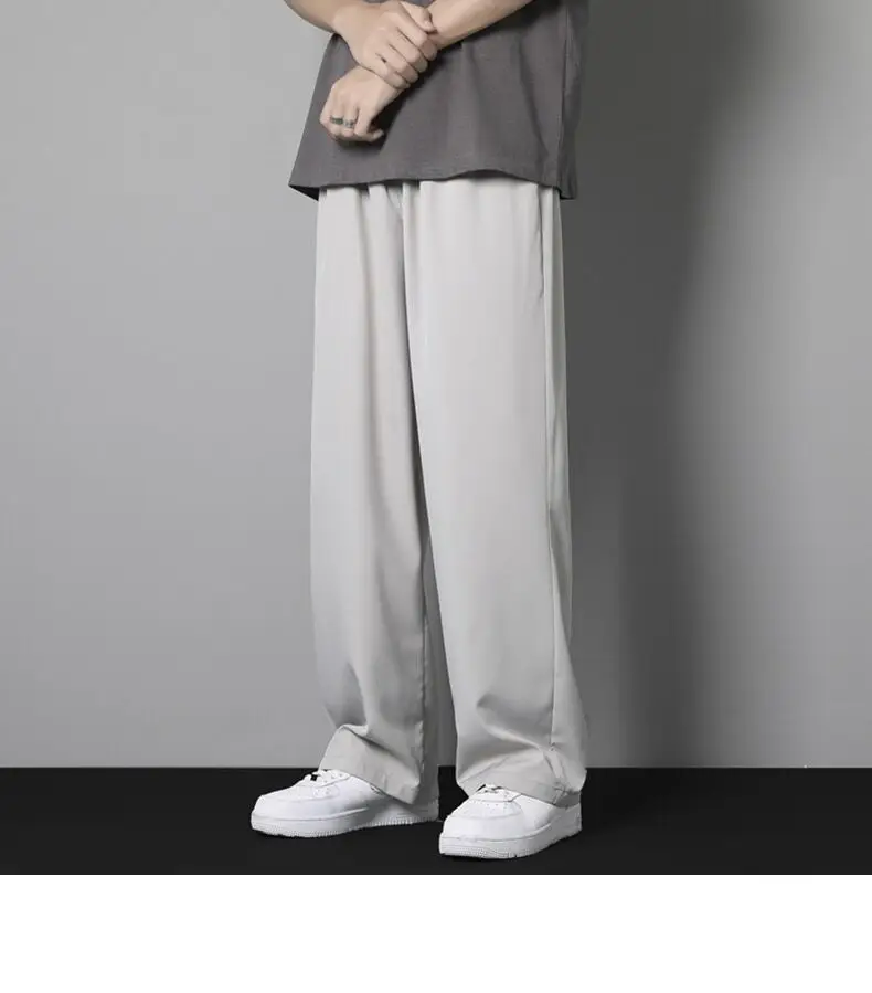 Men Ice Silk Loose Trousers Summer Wear Black — feature 8