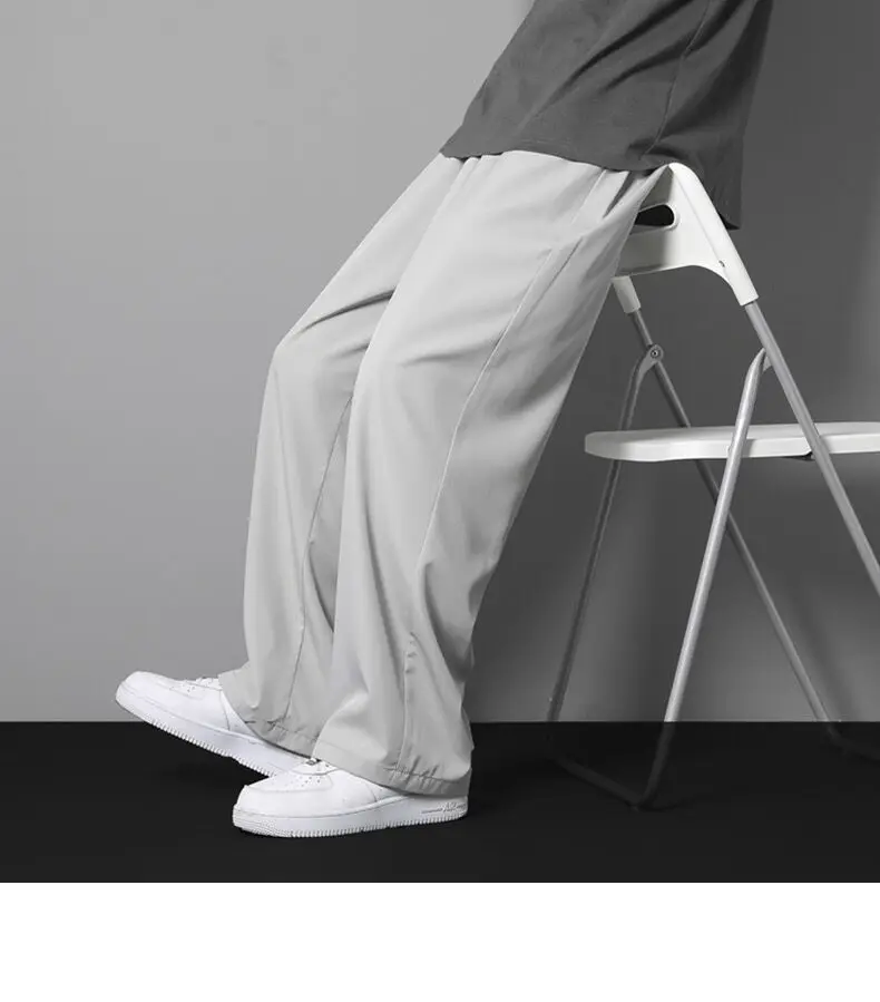 Men Ice Silk Loose Trousers Summer Wear Black — feature 9