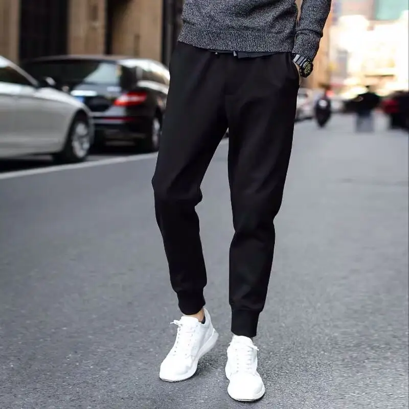 Men Ice Silk Loose Trousers Summer Wear Black