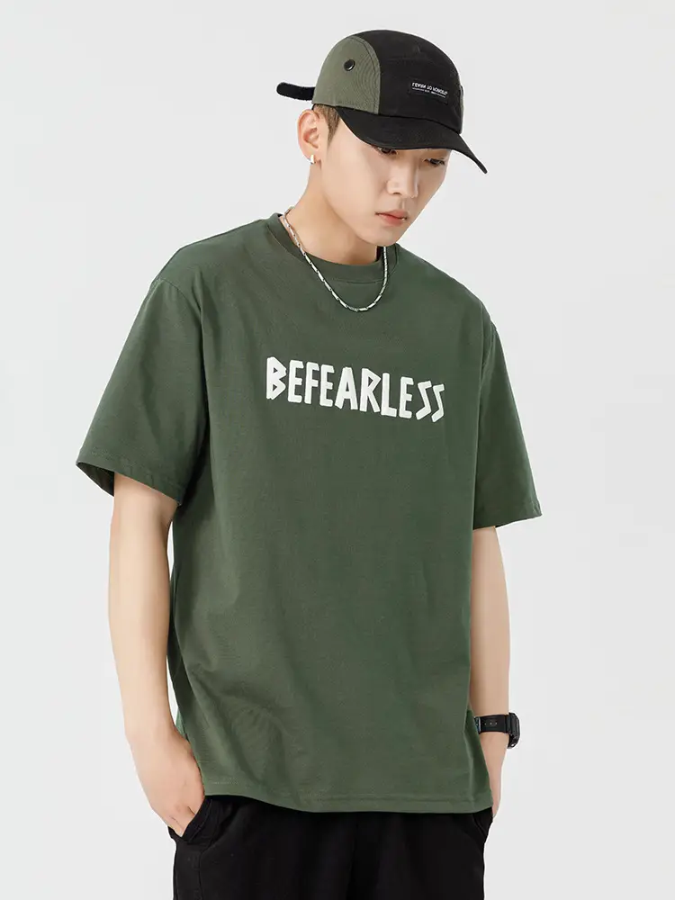 Men Green Bearerless Cotton T-Shirt Short Sleeve - Image 4