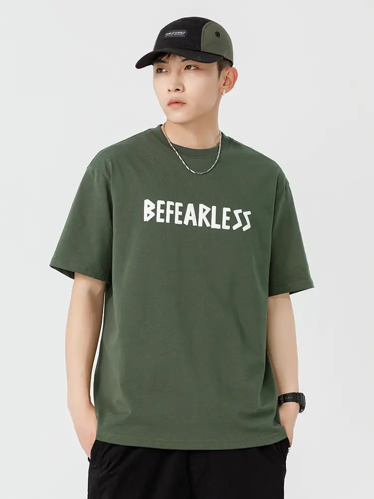 Men Green Bearerless Cotton T-Shirt Short Sleeve - Image 7