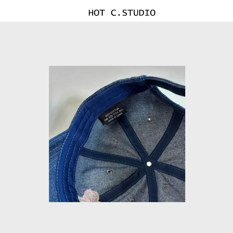 Women Denim Bowknot Embroidered Cap Spring Summer — feature 5