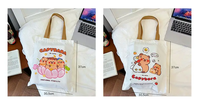 Capybara Cartoon Canvas Shoulder Bag Large Capacity — feature 4