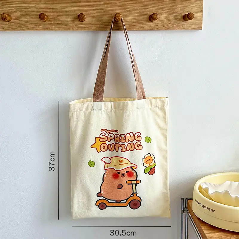 Capybara Cartoon Canvas Shoulder Bag Large Capacity - Image 4