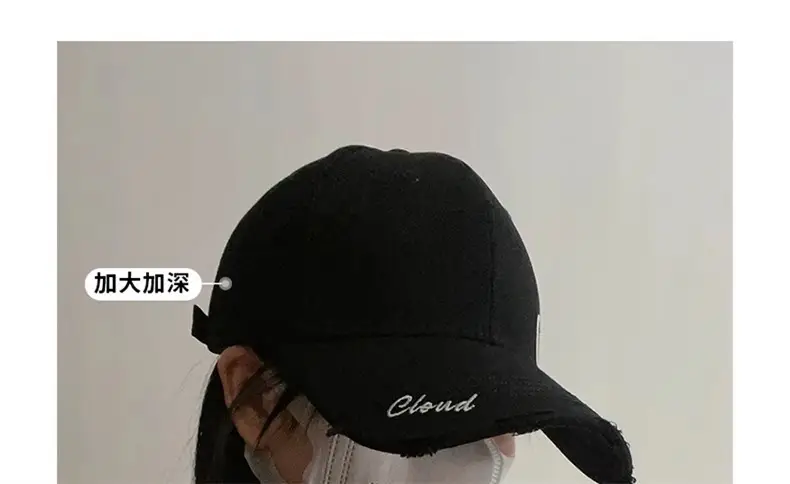Women's Black Letter Baseball Cap with Mask — feature 4