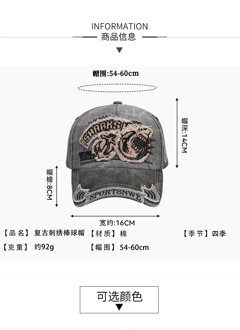 Men's Shark Graphic Baseball Cap with "Sportsnwe" Text — feature 4