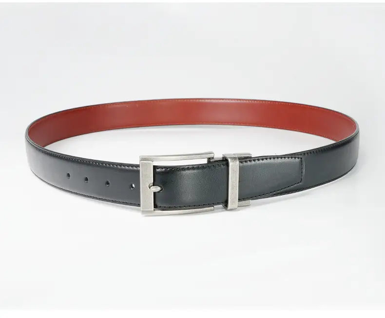 Men's Rotatable Pin Buckle Belt Red Black — feature 8