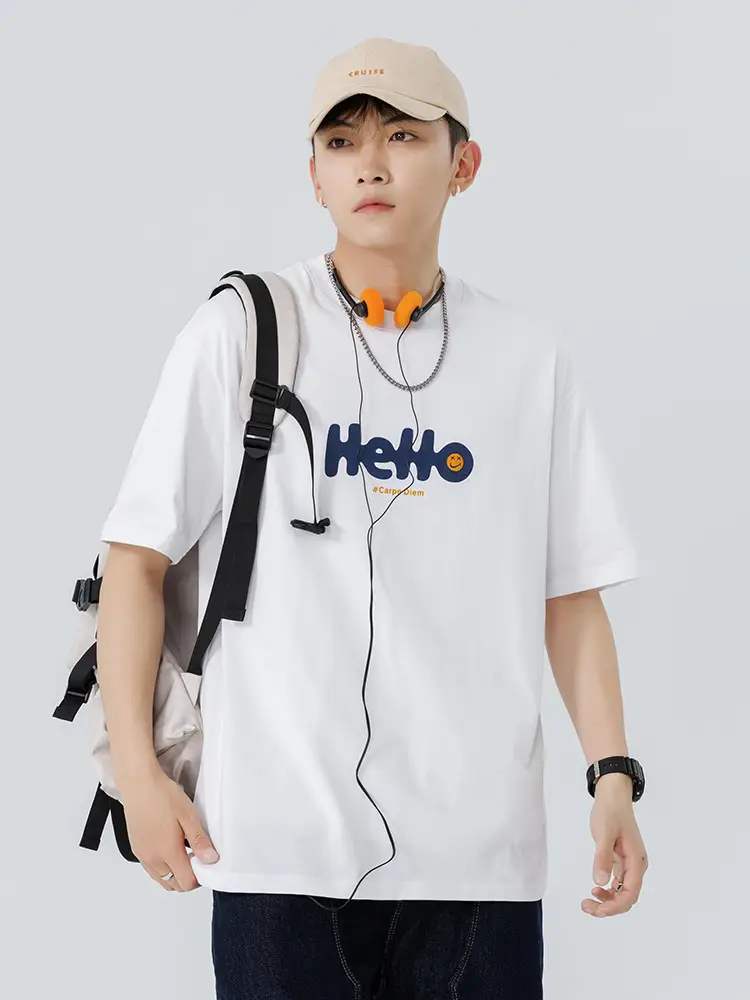 Men Japanese Printed Foam T-Shirt Black Summer - Image 6