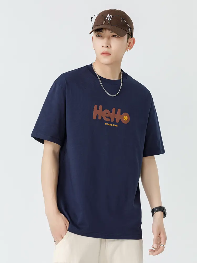 Men Japanese Printed Foam T-Shirt Black Summer - Image 7