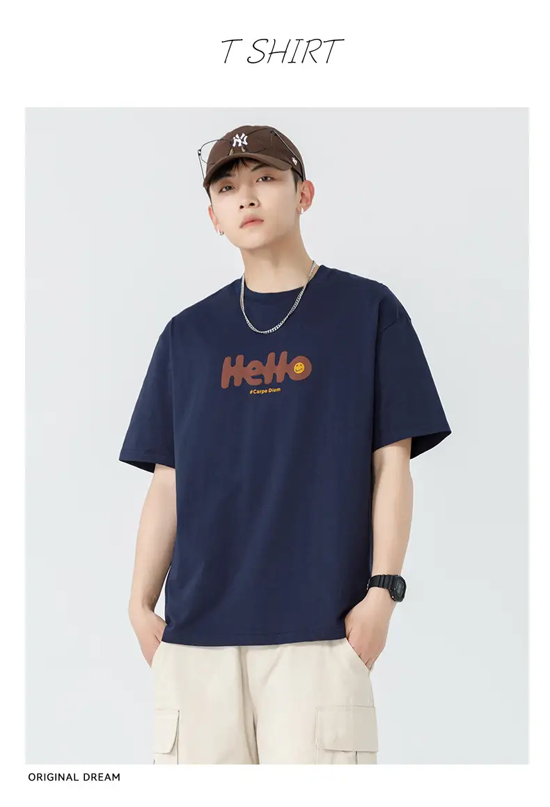 Men Japanese Printed Foam T-Shirt Black Summer — feature 17