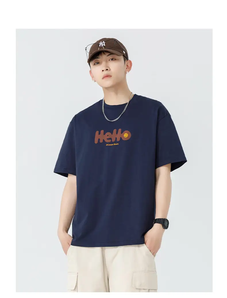 Men Japanese Printed Foam T-Shirt Black Summer — feature 26