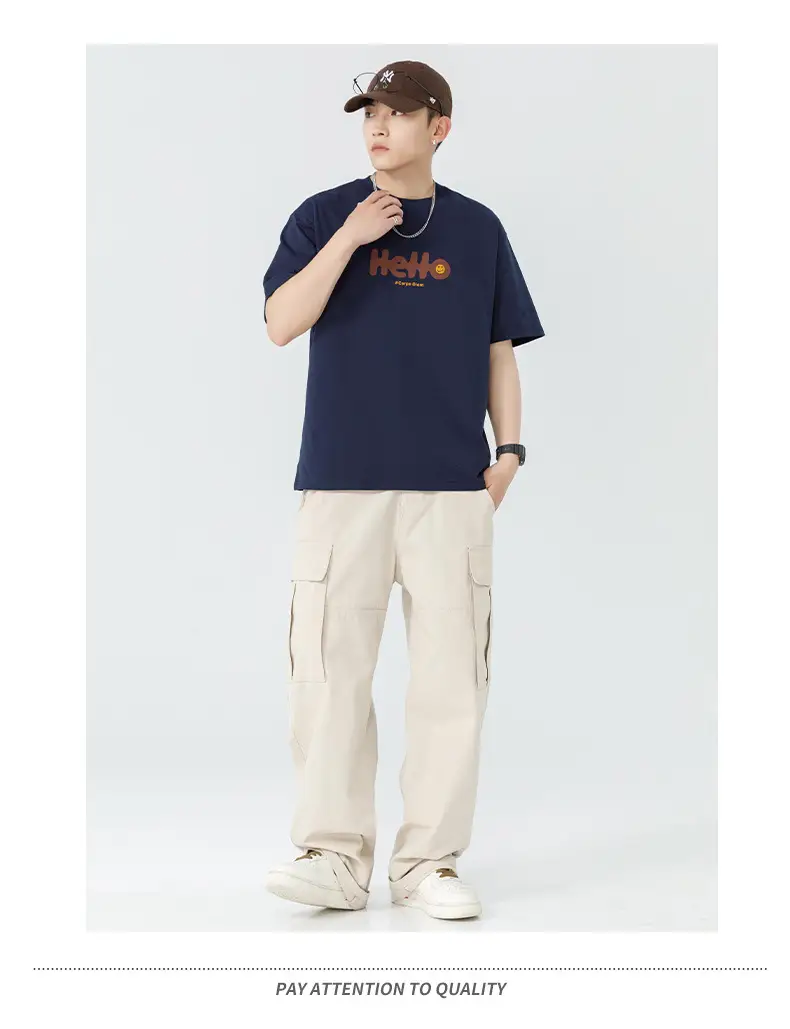 Men Japanese Printed Foam T-Shirt Black Summer — feature 27