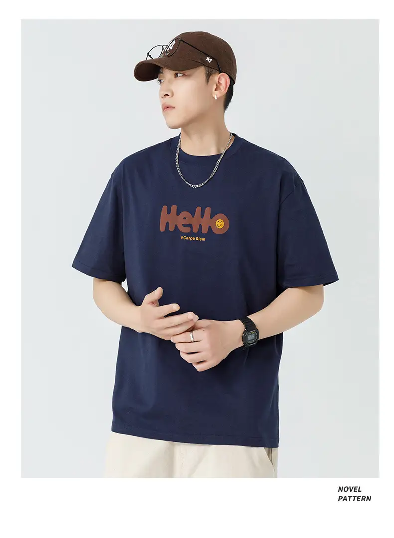 Men Japanese Printed Foam T-Shirt Black Summer — feature 28
