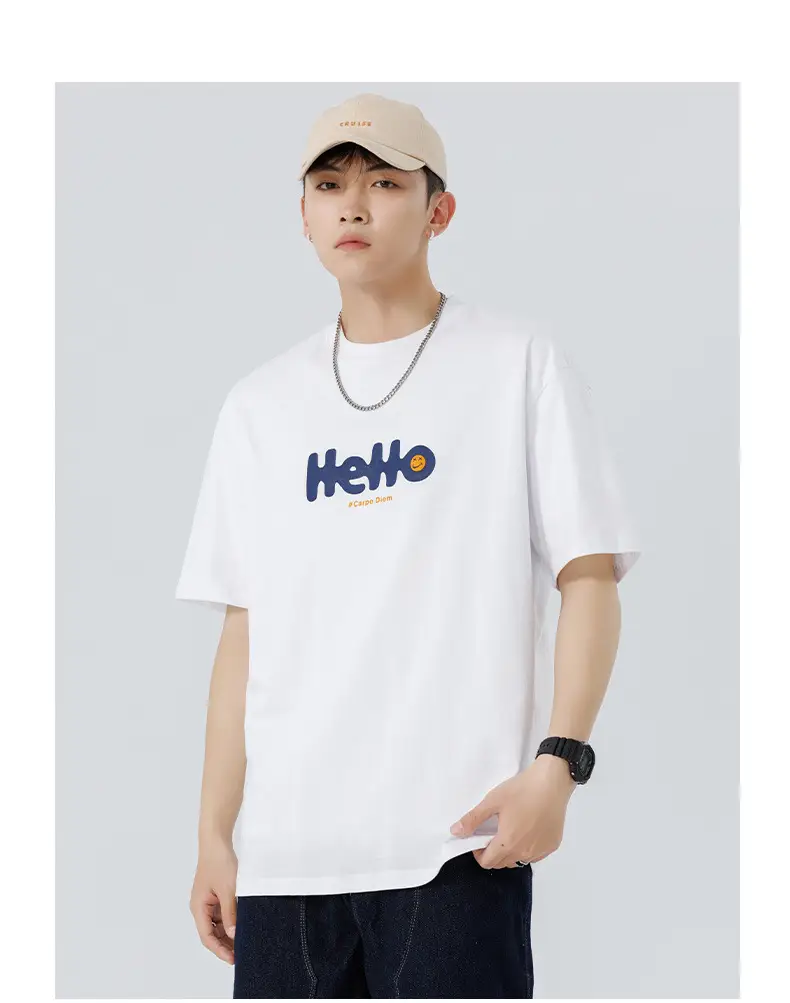 Men Japanese Printed Foam T-Shirt Black Summer — feature 30